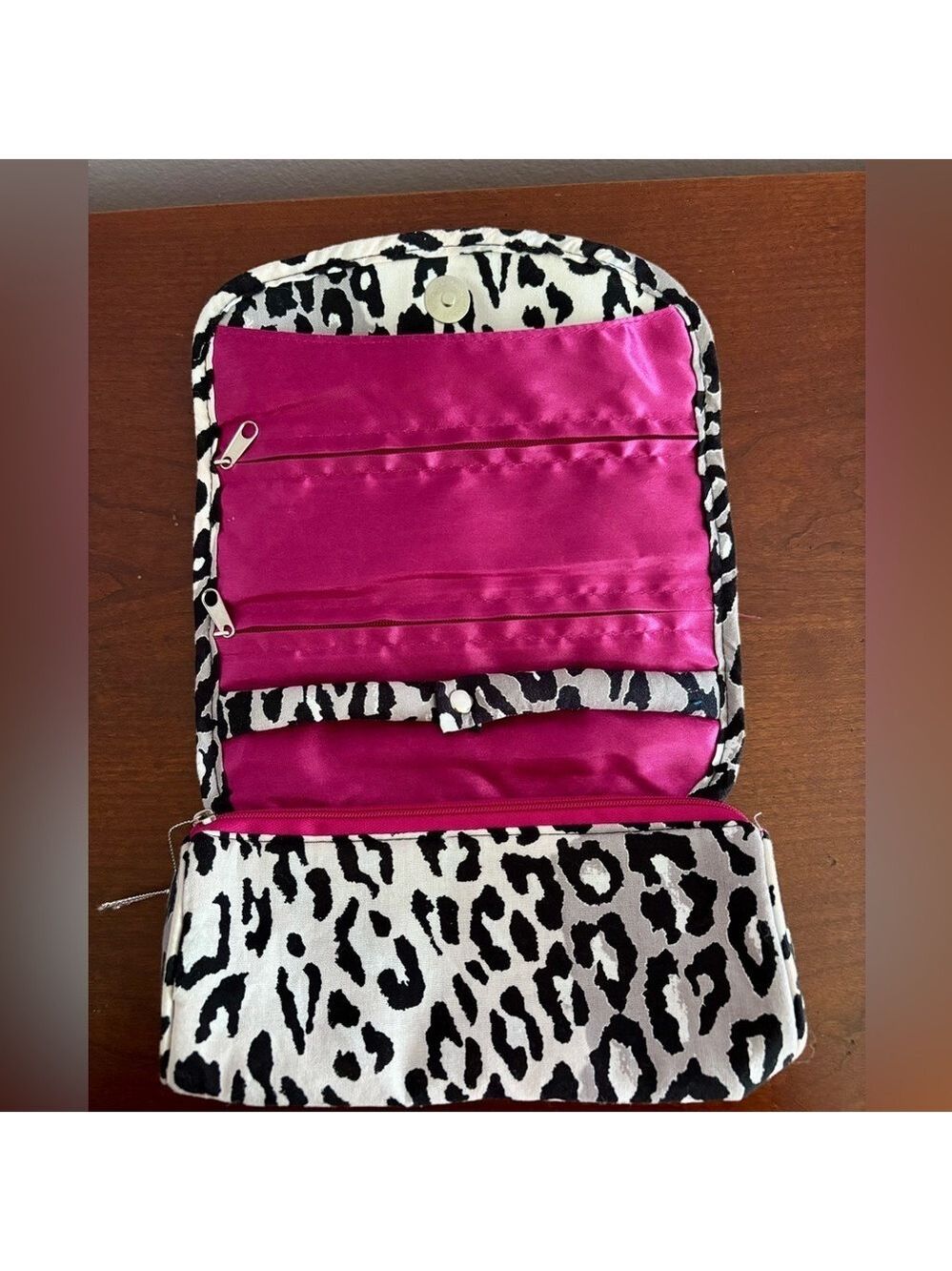 Animal Print Travel Jewelry Case Pink Satin Interior